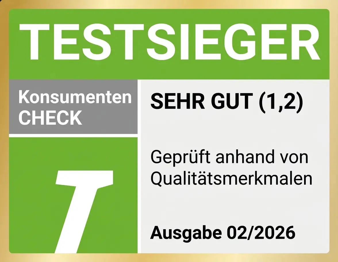Konsumentencheck Testsieger Note 1,2 sehr gut