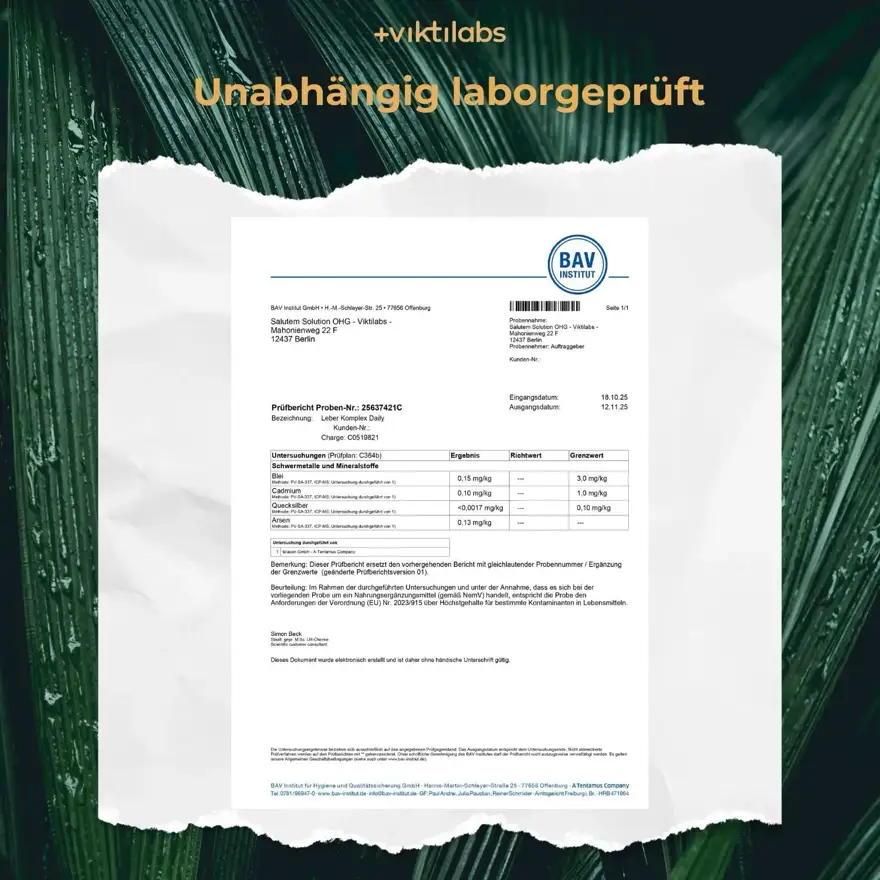 Veröffentlichter Laborprüfbericht für Leber Komplex Daily