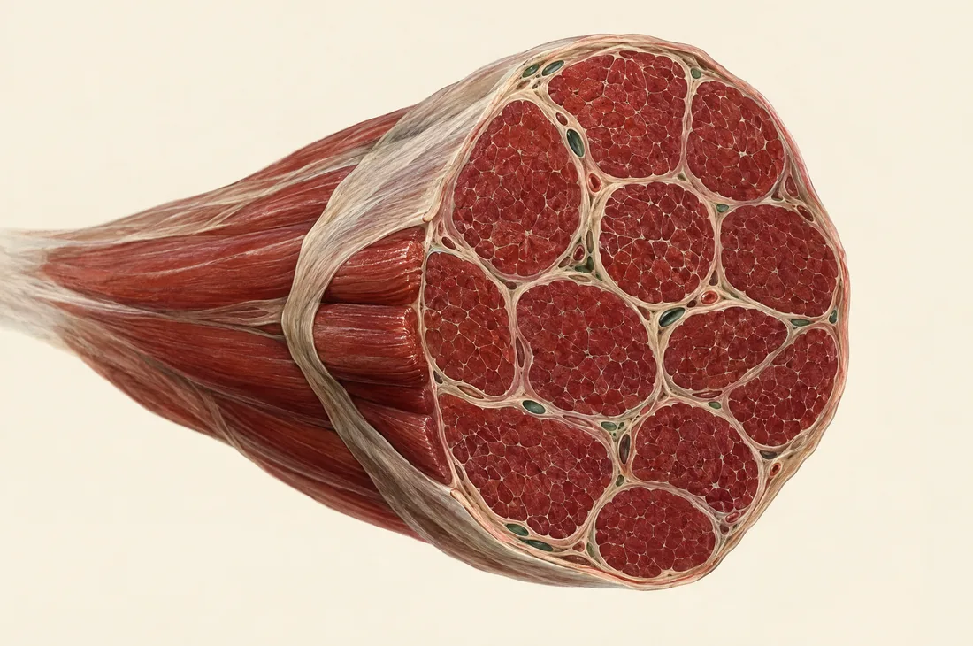Anatomische Darstellung eines Muskelfaserbündels im Querschnitt