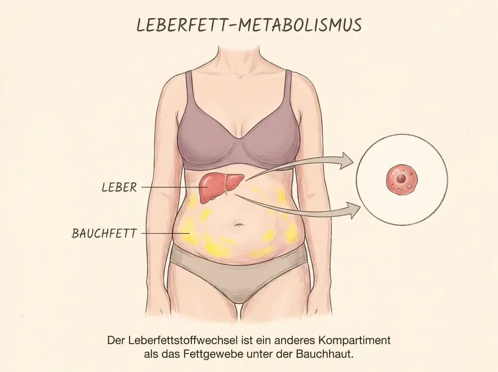 Leber und Bauchfett, schematische Illustration