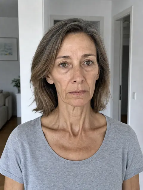 Frau mit eingefallenen Wangen