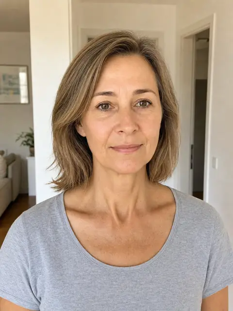Dieselbe Frau mit vollerem, frischem Gesicht